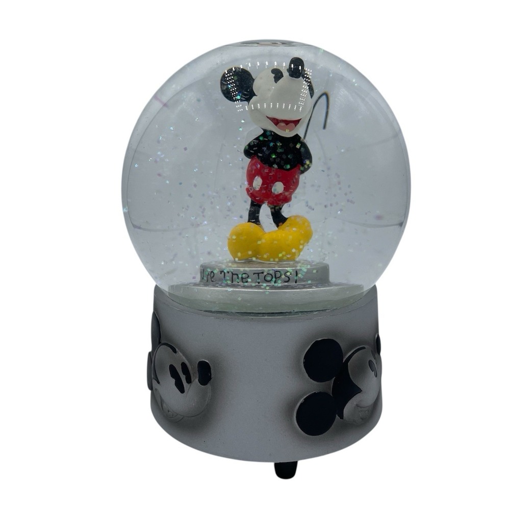 VTG DISNEY ENESCO MICKEY MOUSE "YOU'RE THE TOPS" MUSICAL SNOW GLOBE GUC BIN H